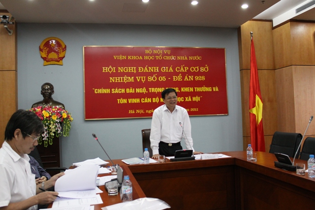 Hội nghị đánh giá cấp cơ sở nhiệm vụ số 05 - Đề án 928: “Chính sách trọng dụng, đãi ngộ, khen thưởng và tôn vinh các cán bộ khoa học xã hội” 